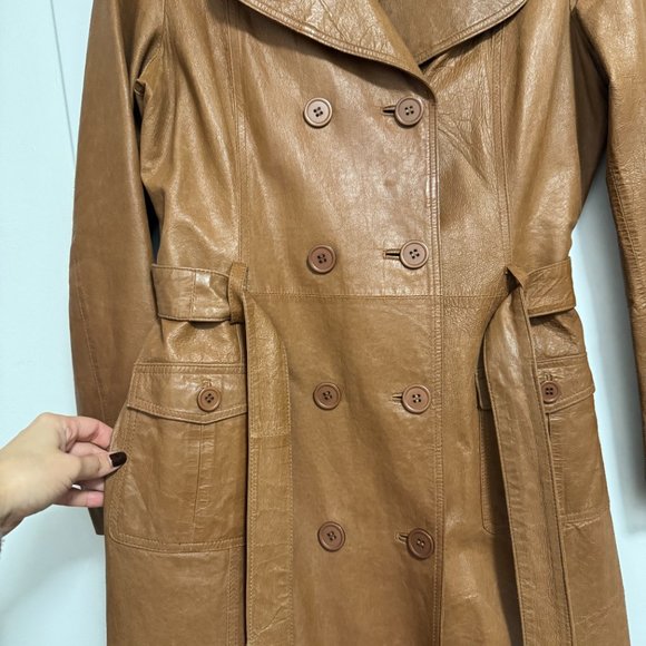 Vintage Leather Trench Coat - Picture 3 of 6